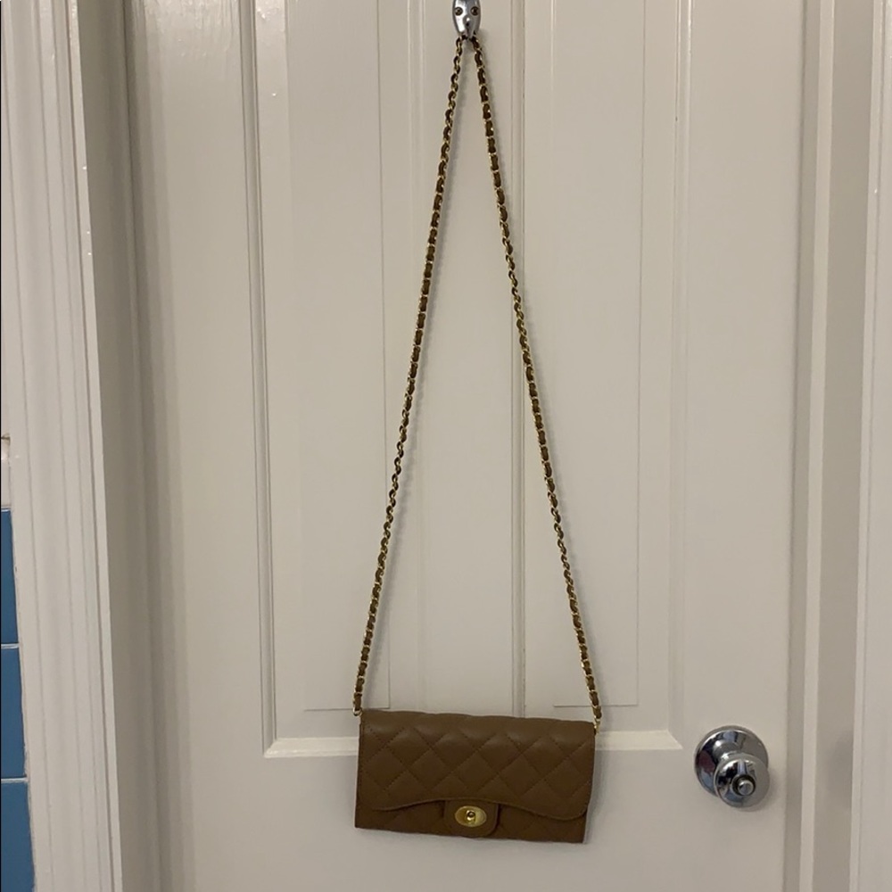 Brown quilted wallet purse